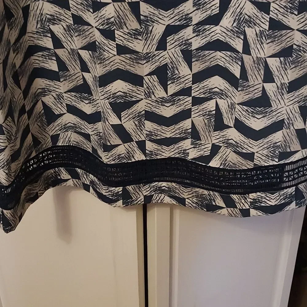 Alfani Blue and White Geometric Pattern A-Line Shift Dress Size 8